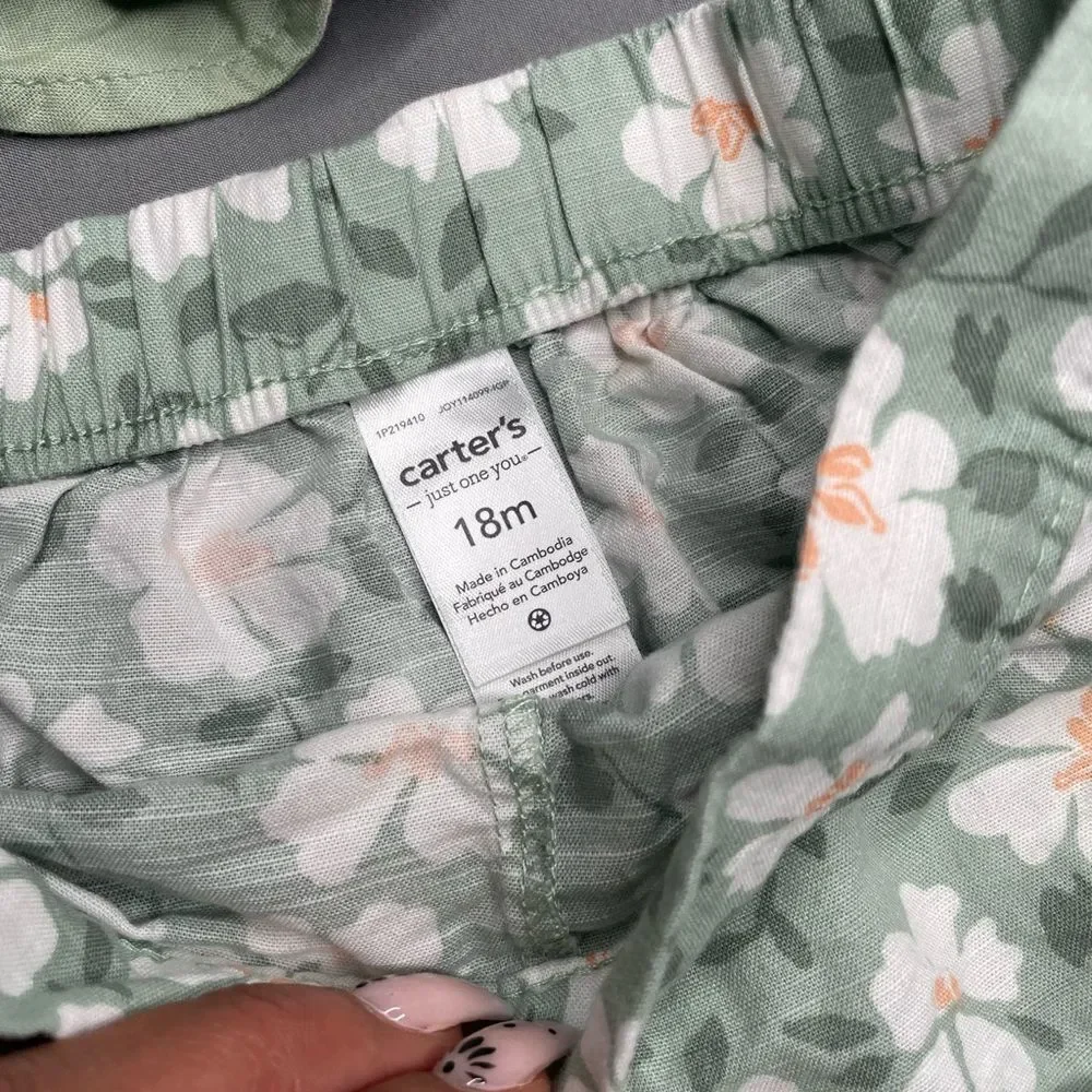 Carter's Green Floral Baby Dress Set